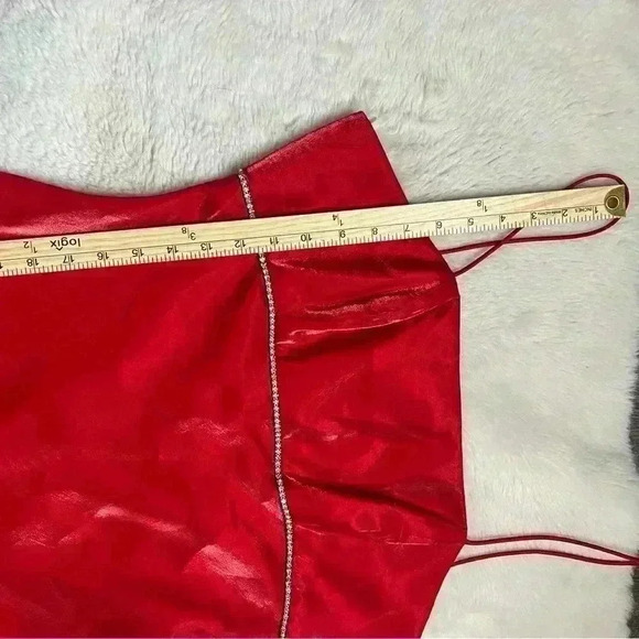Vintage 90s Iridescent Red Prom Dress Size XL Embellished Empire Waist NEW - Picture 9 of 16